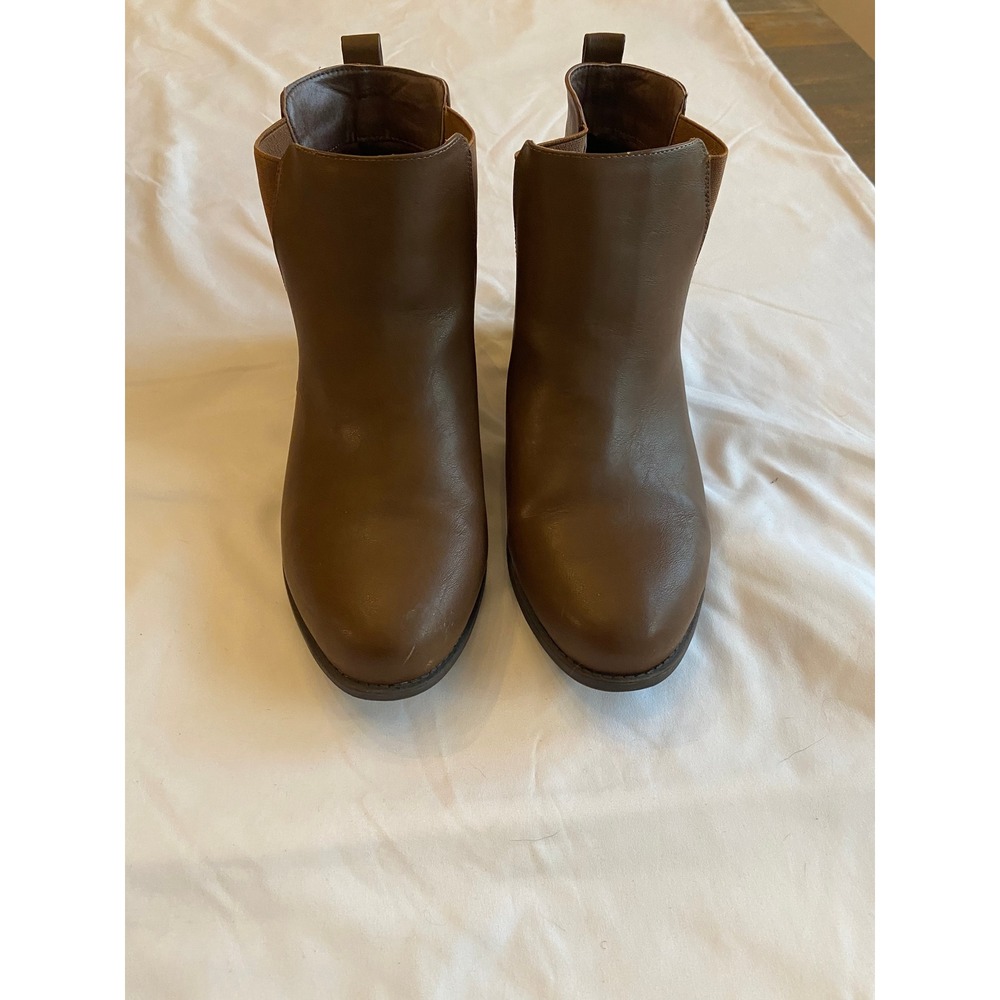Torrid Women Faux Leather MINIMALIST Chelsea Bootie 12W Brown LZ9388-01